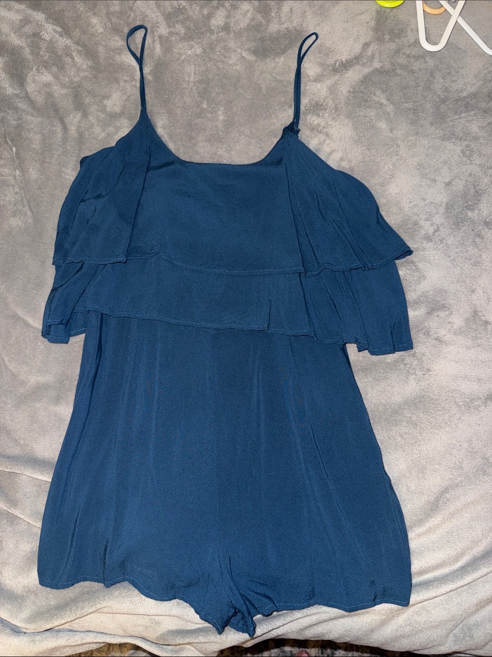 Forever 21 Navy Blue Ruffle Spaghetti Strap Romper